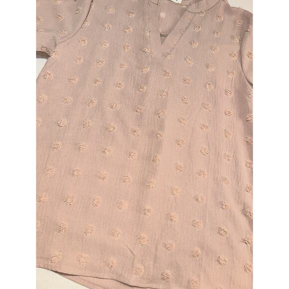 Blooming Jelly Women's Short Sleeve Shirt Polka Dot Size Large Rose Pink - Picture 3 of 8